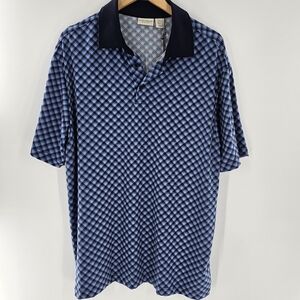 Rorie Whelan Golf  Blue Plaid Short Sleeve Polo Mens Size XLarge